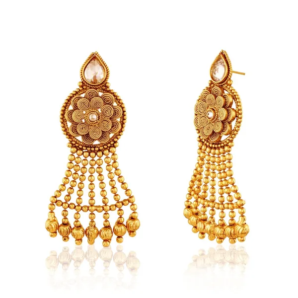 Gold_Antique_Traditional_Indian_American_Diamond_Dangling_Earrings