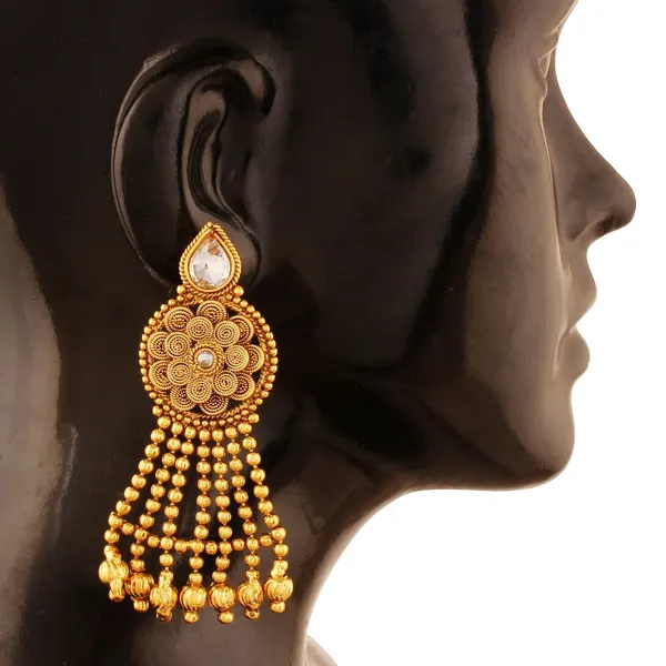 Gold_Antique_Traditional_Indian_American_Diamond_Dangling_Earrings