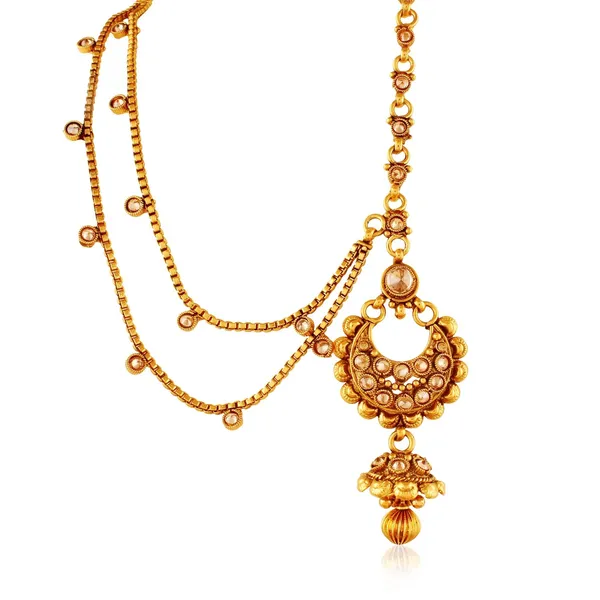 Gold_Jewellery_Rajwadi_Copper_Antique_Gold_Chandbali_Earrings_With_Hair_Chain_For_Women_And_Girls_Pair_Of_1