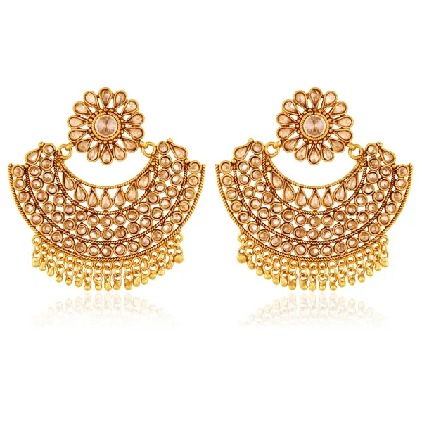 Gold_Women'S_Antique_Rajwadi_Chandelier_Dangle_Earrings
