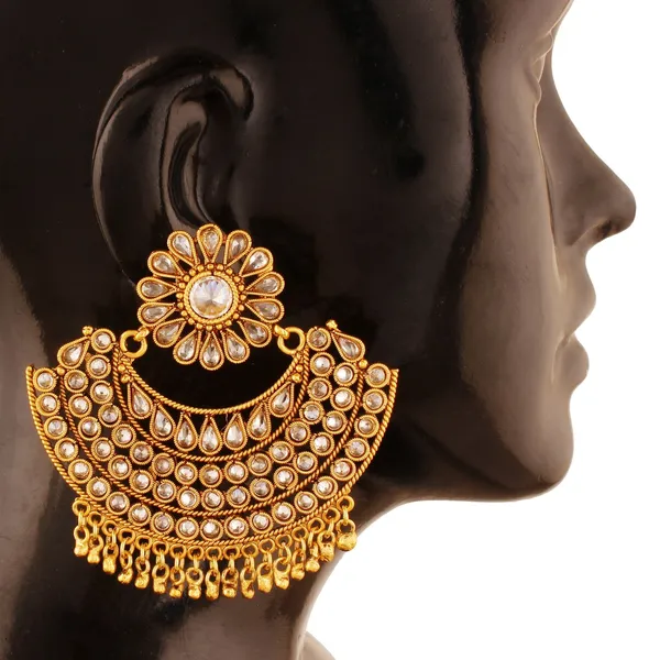 Gold_Women'S_Antique_Rajwadi_Chandelier_Dangle_Earrings