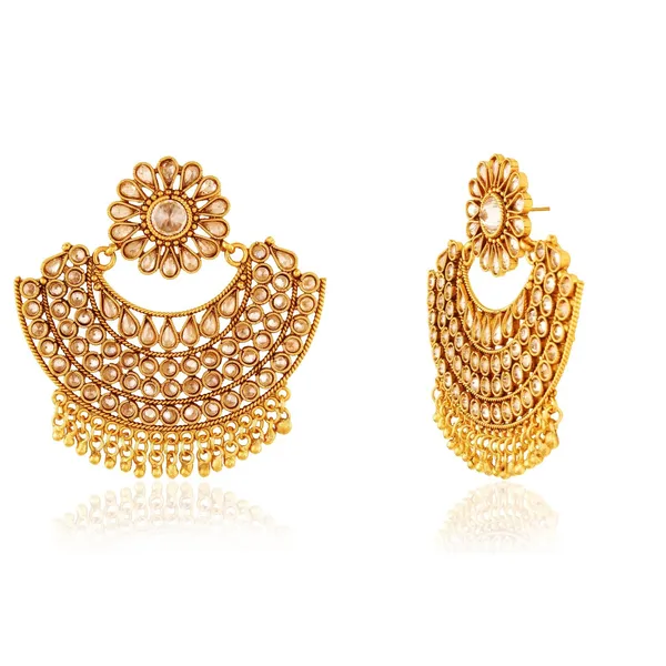 Gold_Women'S_Antique_Rajwadi_Chandelier_Dangle_Earrings