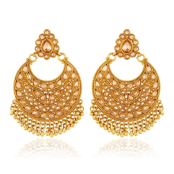 Gold_Antique_Rajwadi_Anniversary_Wear_Chadelier_American_Diamond_Dangle_Earrings