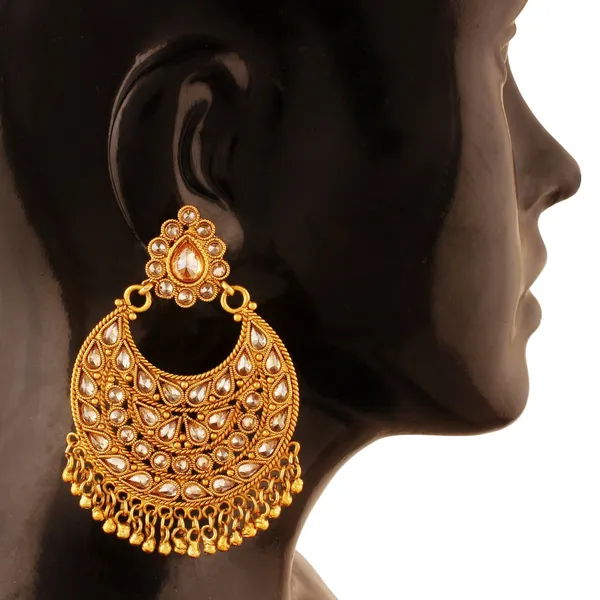 Gold_Antique_Rajwadi_Anniversary_Wear_Chadelier_American_Diamond_Dangle_Earrings
