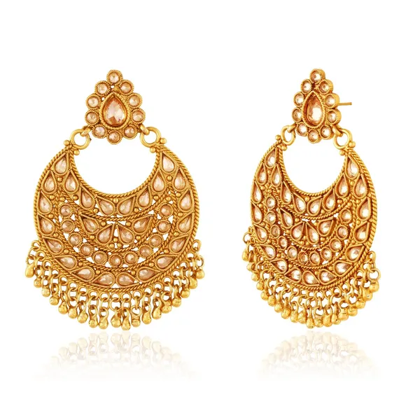 Gold_Antique_Rajwadi_Anniversary_Wear_Chadelier_American_Diamond_Dangle_Earrings