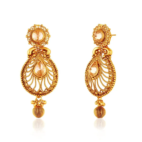 Gold_Antique_Traditional_Indian_American_Diamond_Dangling_Earrings