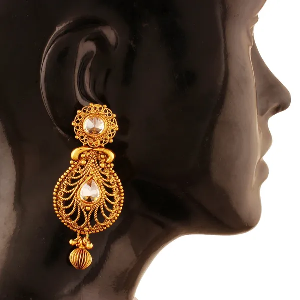 Gold_Antique_Traditional_Indian_American_Diamond_Dangling_Earrings