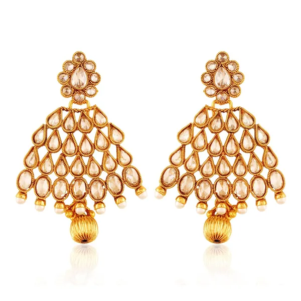 Gold_Copper_Antique_Royal_American_Diamond_Droplet_Leaf_Dangling_Earrings