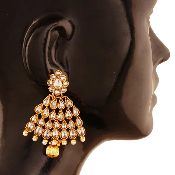 Gold_Copper_Antique_Royal_American_Diamond_Droplet_Leaf_Dangling_Earrings