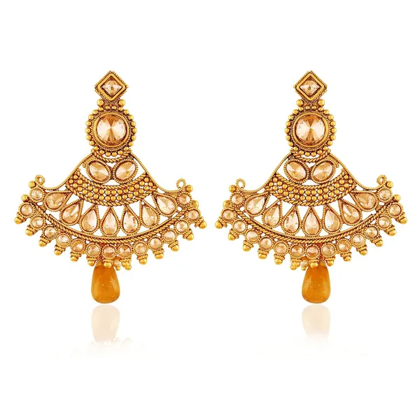 Gold_Antique_Royal_American_Diamond_Dangling_Earrings
