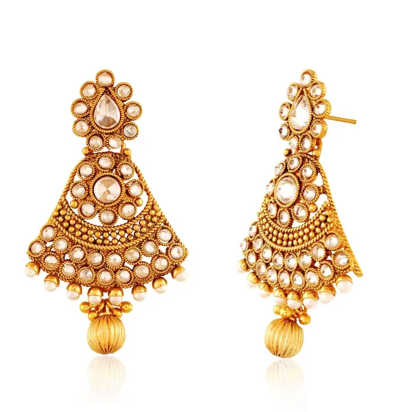 Gold_Antique_Royal_American_Diamond_Dangling_Earrings