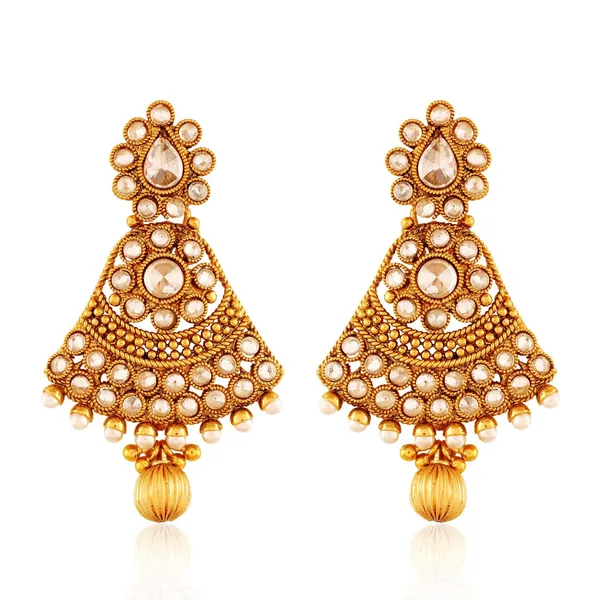 Gold_Antique_Royal_American_Diamond_Dangling_Earrings