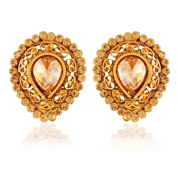 Gold_Ethnic_Tilak_Shaped_Antique_Gold_Stud_Earrings_For_Women_And_Girls_Pair_Of_1