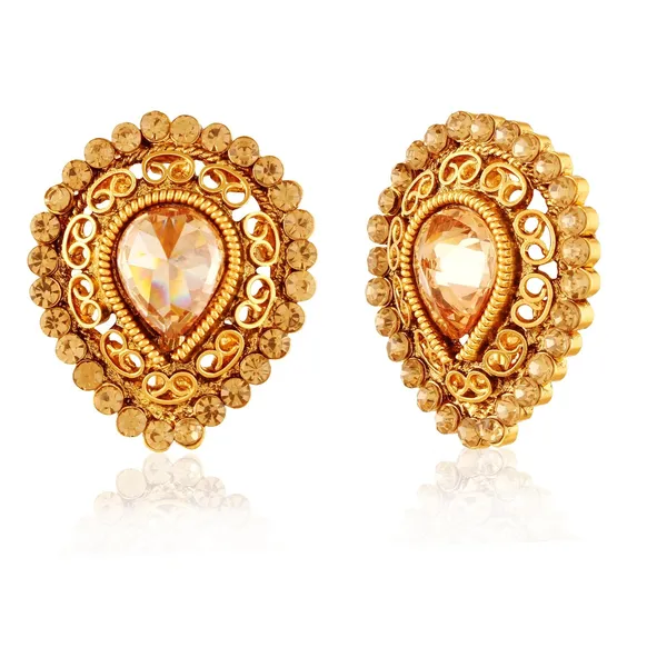Gold_Ethnic_Tilak_Shaped_Antique_Gold_Stud_Earrings_For_Women_And_Girls_Pair_Of_1