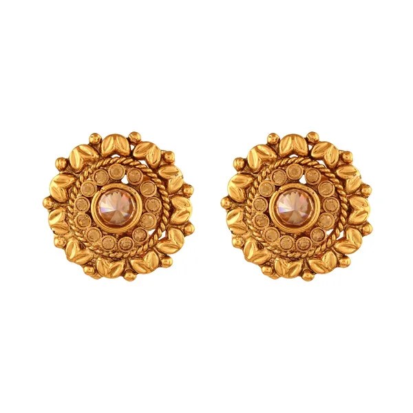 Gold_Traditional_Copper_Antique_Geometrics_Rajwadi_Stud_Earrings_For_Women_And_Girls_Pair_Of_1