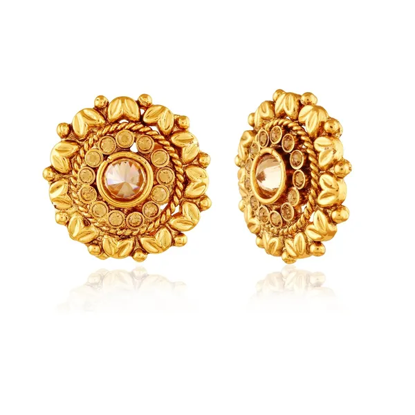 Gold_Traditional_Copper_Antique_Geometrics_Rajwadi_Stud_Earrings_For_Women_And_Girls_Pair_Of_1