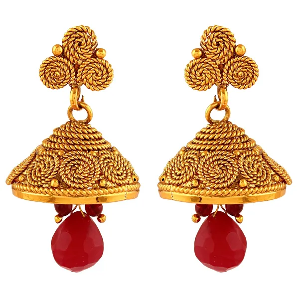 Gold_Copper_Antique_Royal_Metal_Jhumki_Earrings
