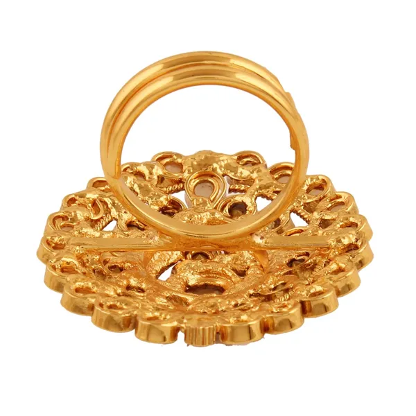 White_&_Gold_Rajwadi_Gold_Plated_Antique_Pearl_Ad_Finger_Ring_|_Gifting_For_Karwachauth