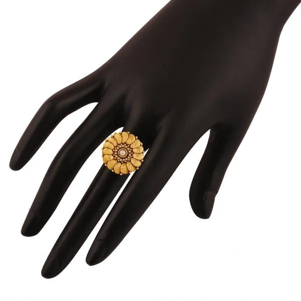 Gold_Antique_Floral_Pearl_Finger_Ring