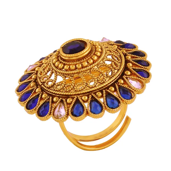Gold_Blue_Antique_Blue_White_Finger_Ring_With_Ad_For_Women