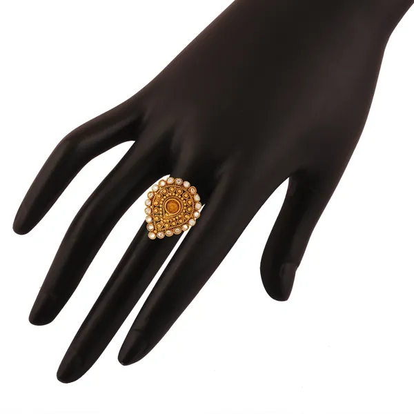 Gold_Plated_Antique_Finger_Ring_With_American_Diamond_For_Women_|_Gifting_For_Karwachauth