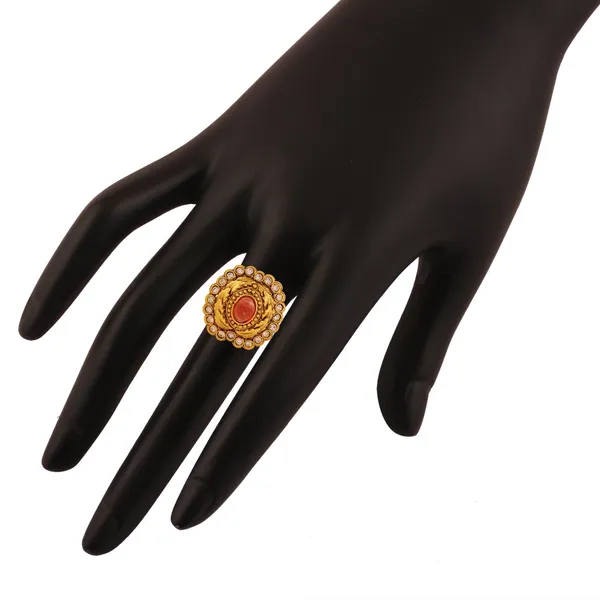 Gold_Plated_Antique_Finger_Ring_With_American_Diamond_And_Pink_Ruby_For_Women