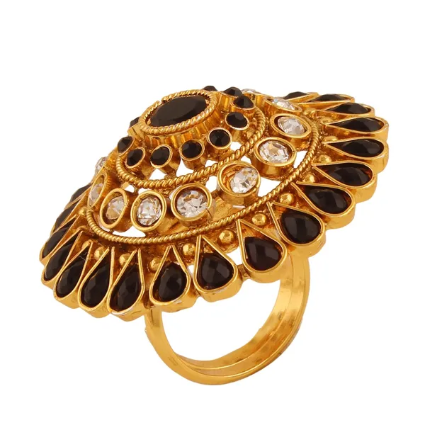 Black_&_White_&_Gold_Antique_Black_With_White_American_Diamond_Finger_Ring