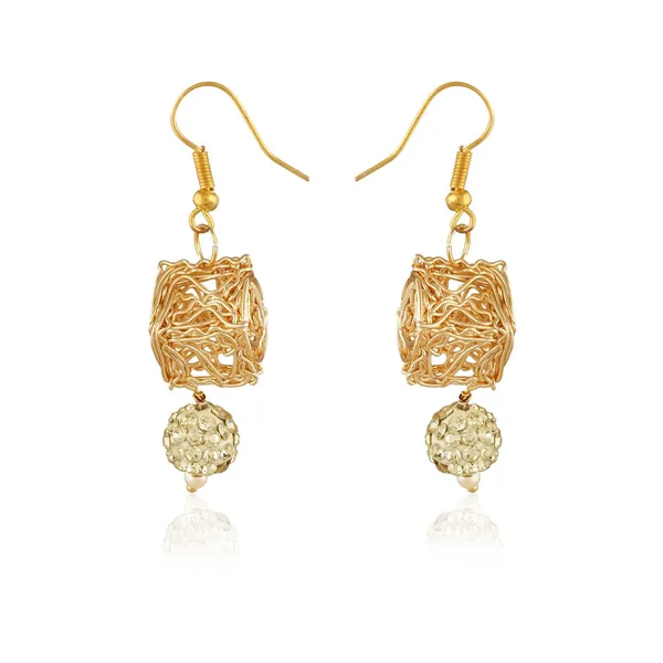Golden_Square_Shape_Dangle_Earring_With_White_Stone