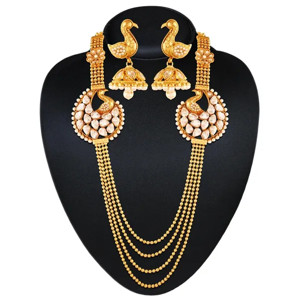 Gold_Multistranded_Ball_Chain_Dancing_Peacock_Necklace_Set