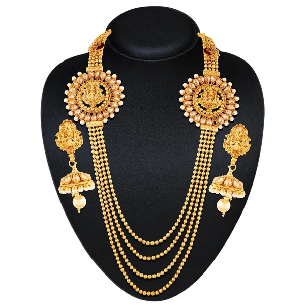 Gold_Temple_Goddess_Lakshmi_Multi-Layered_Golden_Necklace
