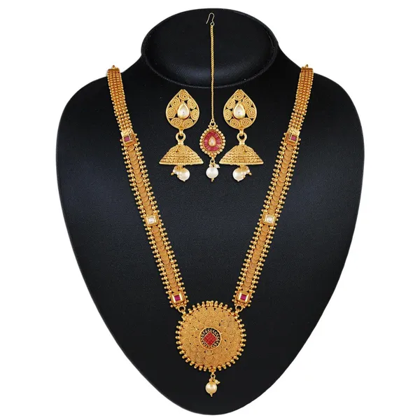 Gold_Tradidional_White_Pearl_Necklace_With_Maang_Tikka_For_Women