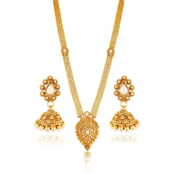 Gold_Traditional_Ethnic_Gold_Plated_Necklace_Set_With_Pearls_For_Women