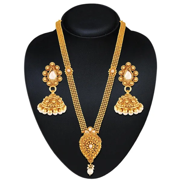 Gold_Traditional_Ethnic_Gold_Plated_Necklace_Set_With_Pearls_For_Women