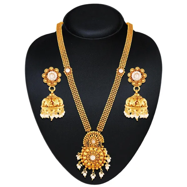 Gold_Traditional_Sunrise_Antique_Necklace_With_Golden_Earring