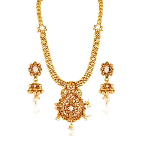 Gold_Leaf_Necklace_Set_For_Women