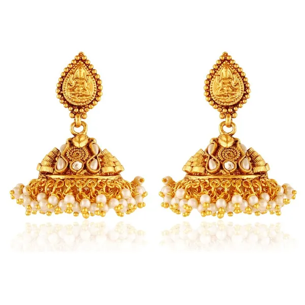 Gold_Copper_Laxmi_Pendant_Necklace_Set_Haram_With_Jhumki