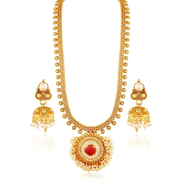 Gold_Pink_Diamond_Necklace_Set
