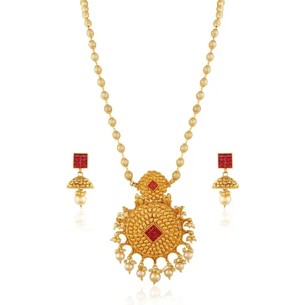 Gold_Pearl_Pink_Diamond_Sunrise_Pendant_Set