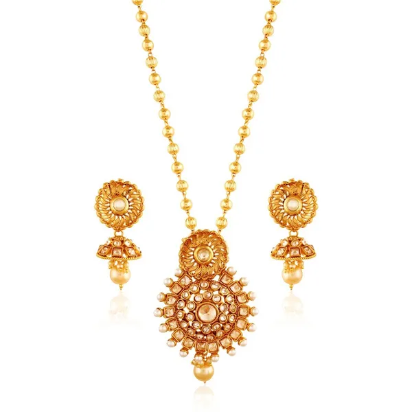 Golden_Pearl_Pendant_Set_With_Golden_Earring