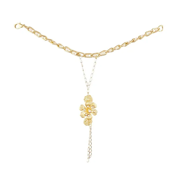 Gold_Party_Style_Diva_Golden_Flowers_With_Ring_Hand_Chain_For_Women