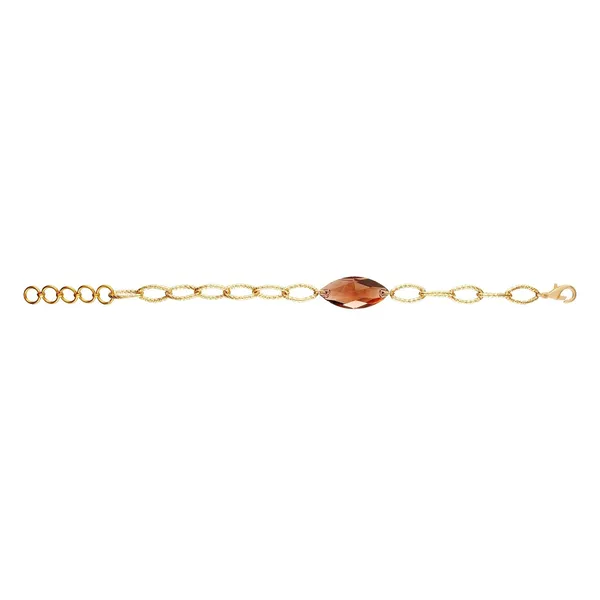 Gold_Single_Diamond_Gold_Pleated_Bracelet_For_Women