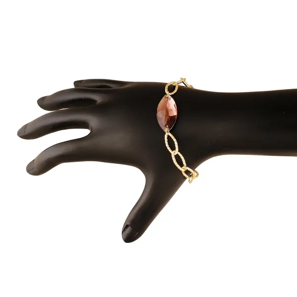 Gold_Single_Diamond_Gold_Pleated_Bracelet_For_Women