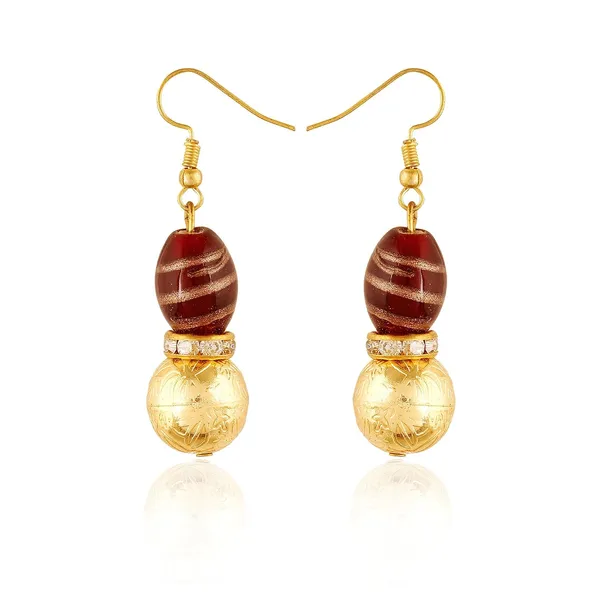 Gold_Tiger_Print_Maroon_Golden_Beaded_Necklace_With_Earrings
