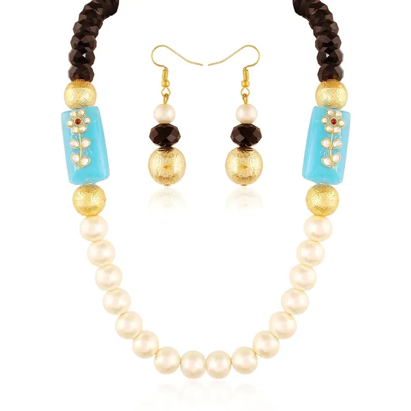 Gold_Colorful_Multi_Beads_And_Pearl_Necklace_With_Earrings