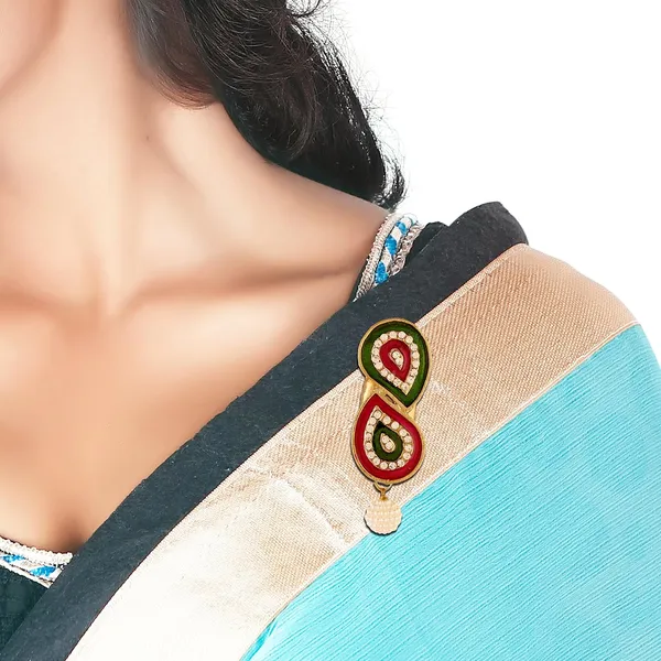 Gold_Pearl_Colorful_Saree_Pin_Brooch