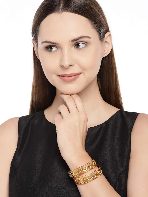 Gold_Matt_Gold_Handcrafted_Filigree_Bangles_(Size_2.4)