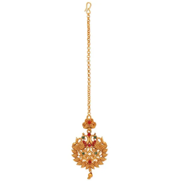 Gold_Set_Of_17_Gold_Plated_Ethnic_Lakshmi_Mata_Motif_Bridal_Temple_Jewellery_Set_With_Necklaces,_Earrings,_Kamarbandh,_Bajubandh,_Maang_Tika_And_Choti_For_Women