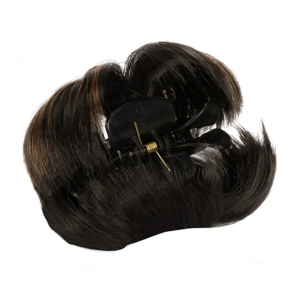Black_Black_&_Blonde_Dual_Tone_Colour_Hair_Bun_Extension_Wig_With_Large_Black_Clutcher