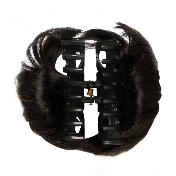 Black_Black_&_Blonde_Dual_Tone_Colour_Hair_Bun_Extension_Wig_With_Large_Black_Clutcher