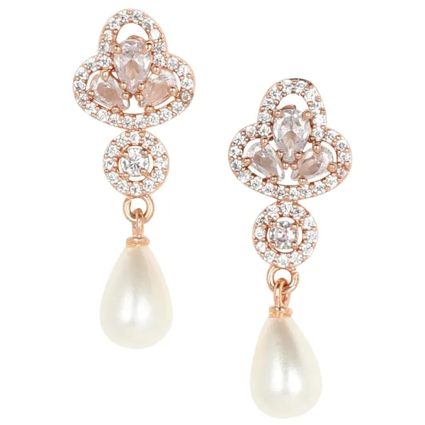 Rosegold_Plated_Delicate_American_Diamonds_Embedded_Minimal_Design_Stud_Earrings_With_Pearl_Drop_And_Pushback_Closure_For_Womern_And_Girls